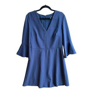 Banana Republic Size 12 Blue Bell Flutter Sleeve Fit & Flare V Neck Dress